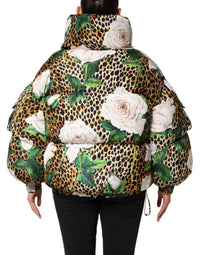 Dolce & Gabbana Dolce & Gabbana Multicolor Leopard Rose Puffer Quilted Women's Jacket