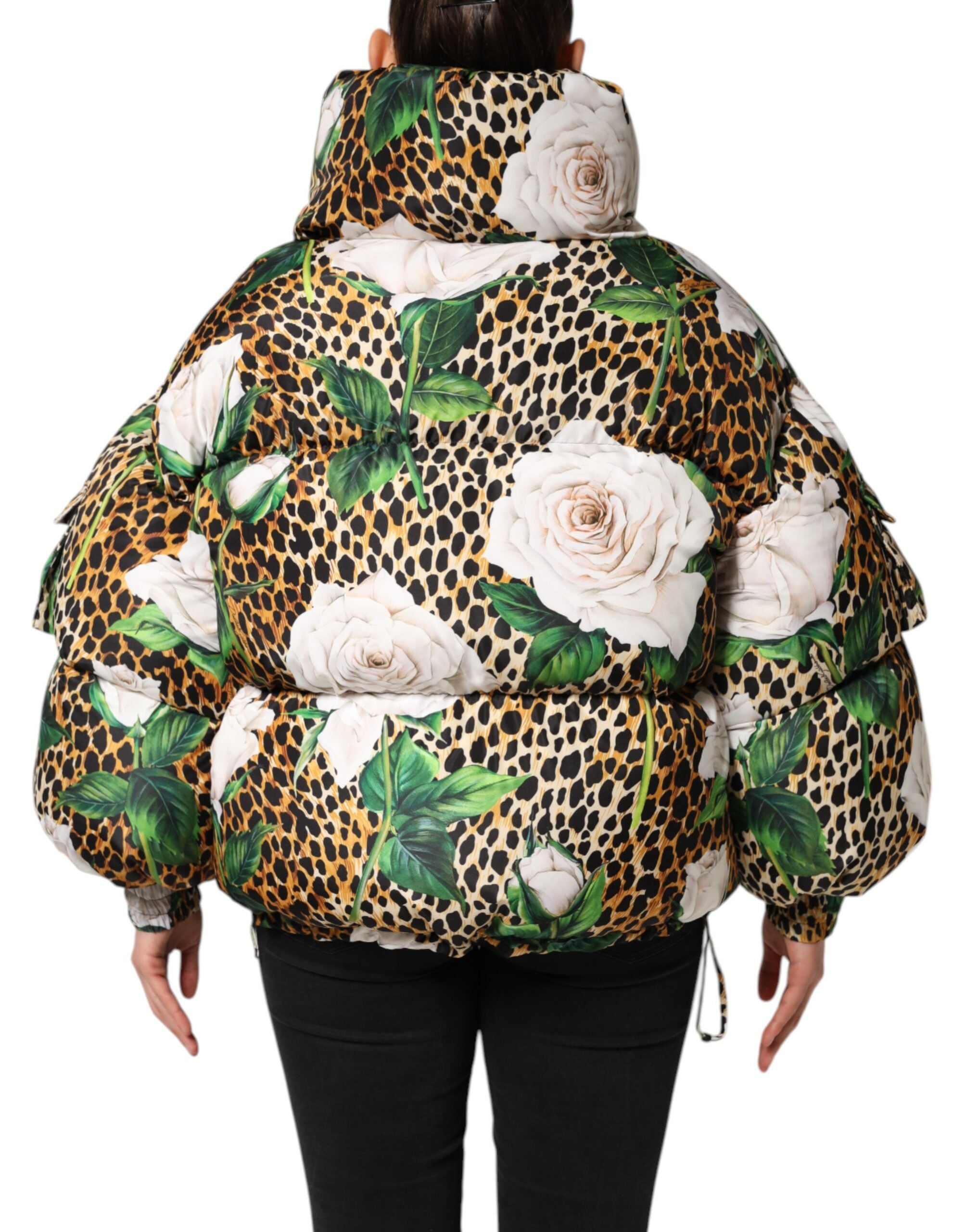 Dolce & Gabbana Dolce & Gabbana Multicolor Leopard Rose Puffer Quilted Women's Jacket