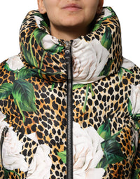 Dolce & Gabbana Dolce & Gabbana Multicolor Leopard Rose Puffer Quilted Women's Jacket