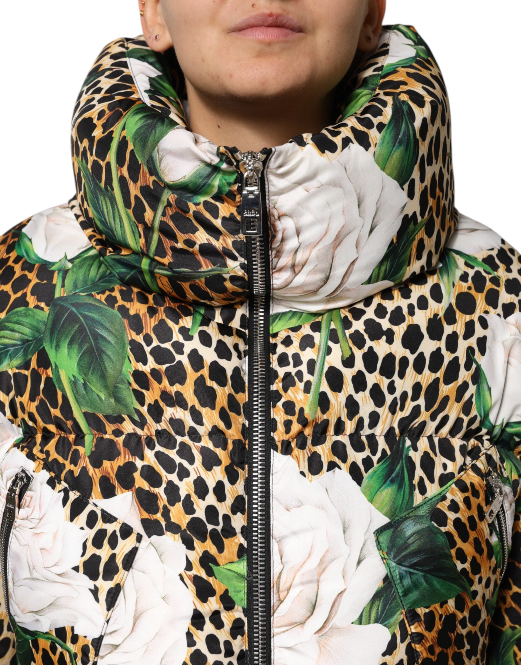Dolce & Gabbana Dolce & Gabbana Multicolor Leopard Rose Puffer Quilted Women's Jacket
