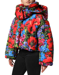 Dolce & Gabbana Dolce & Gabbana Multicolor Floral Hooded Puffer Coat Women's Jacket