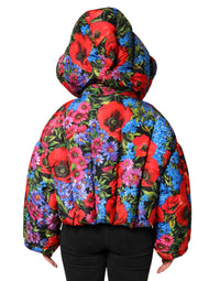 Dolce & Gabbana Dolce & Gabbana Multicolor Floral Hooded Puffer Coat Women's Jacket