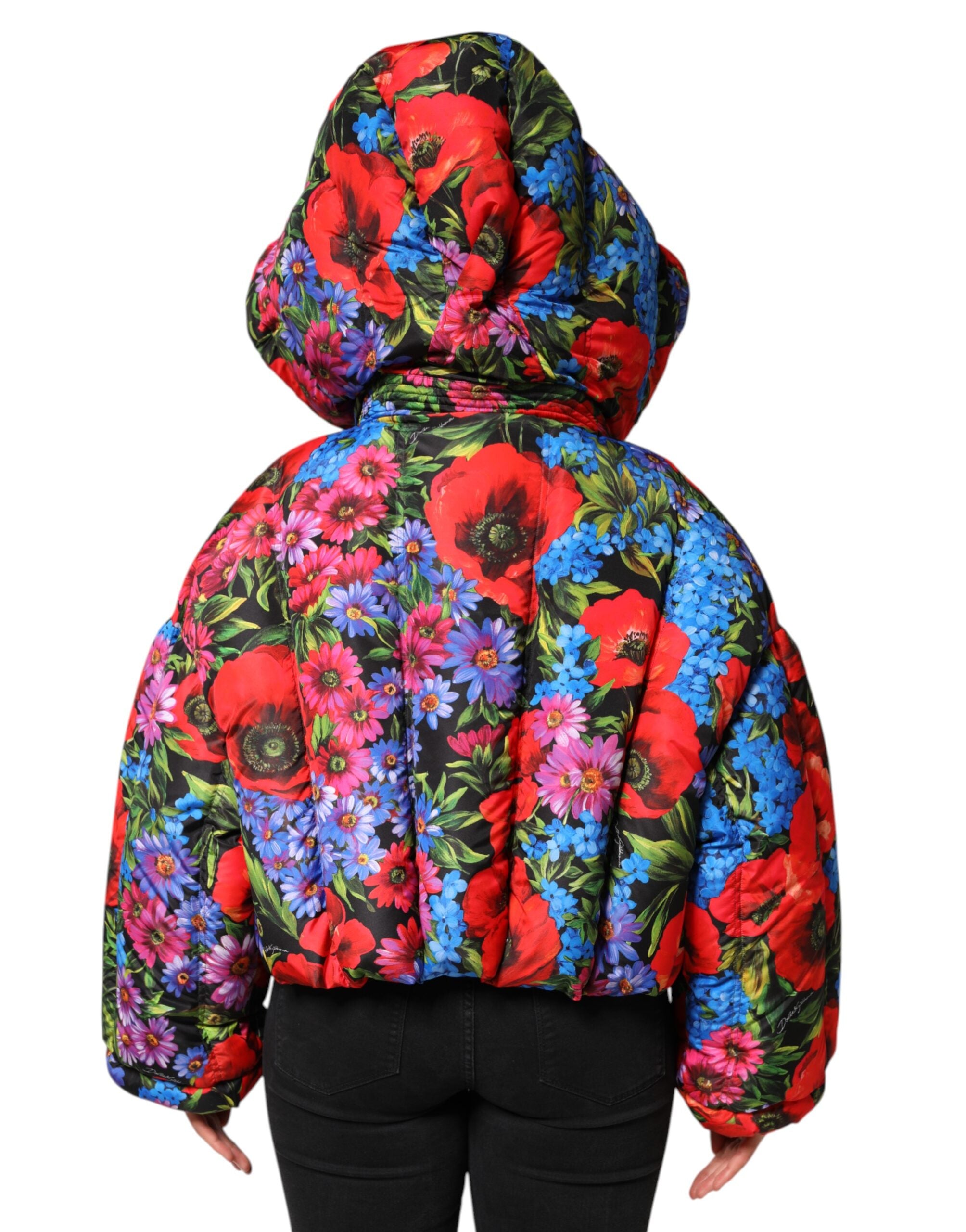 Dolce & Gabbana Dolce & Gabbana Multicolor Floral Hooded Puffer Coat Women's Jacket