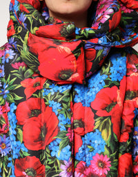 Dolce & Gabbana Dolce & Gabbana Multicolor Floral Hooded Puffer Coat Women's Jacket