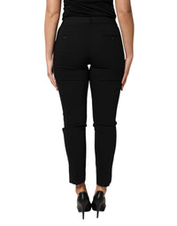 Dolce & Gabbana Black Wool High Waist Tapered Women's Pants