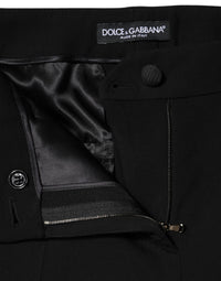 Dolce & Gabbana Black Wool High Waist Tapered Women's Pants