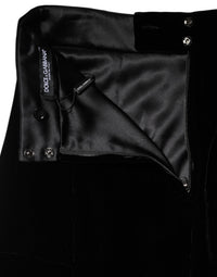 Dolce & Gabbana Black High Waist Fit Flared Midi Women's Skirt