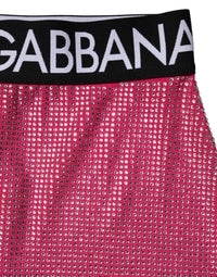 Dolce & Gabbana Pink Rhinestone Embellished Logo Mini Women's Skirt