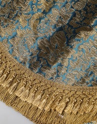 Dolce & Gabbana Blue Floral Jacquard Tasseled Mini Women's Skirt