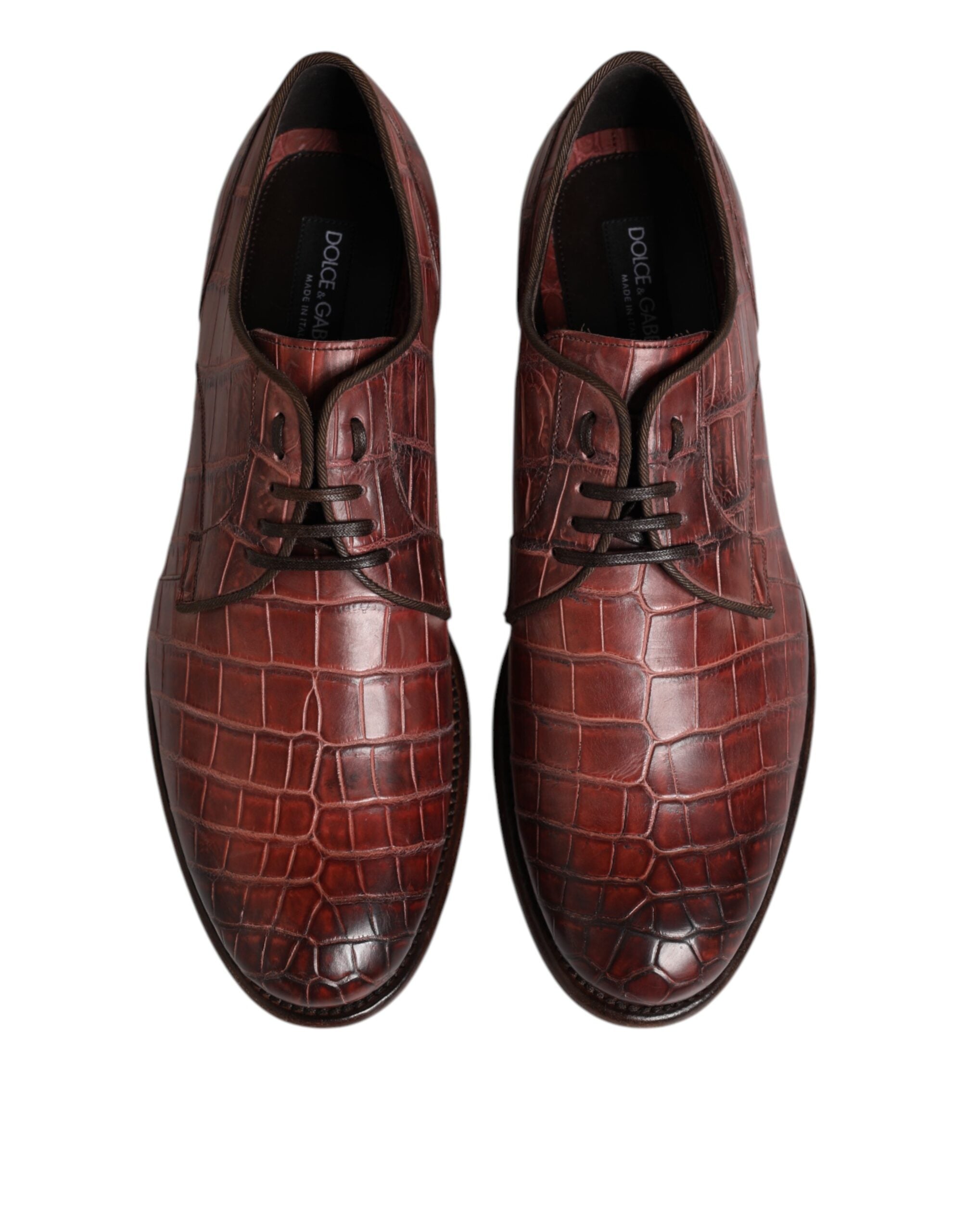 Dolce & Gabbana Dolce & Gabbana Burgundy Leather Lace Up Derby Dress Men's Shoes