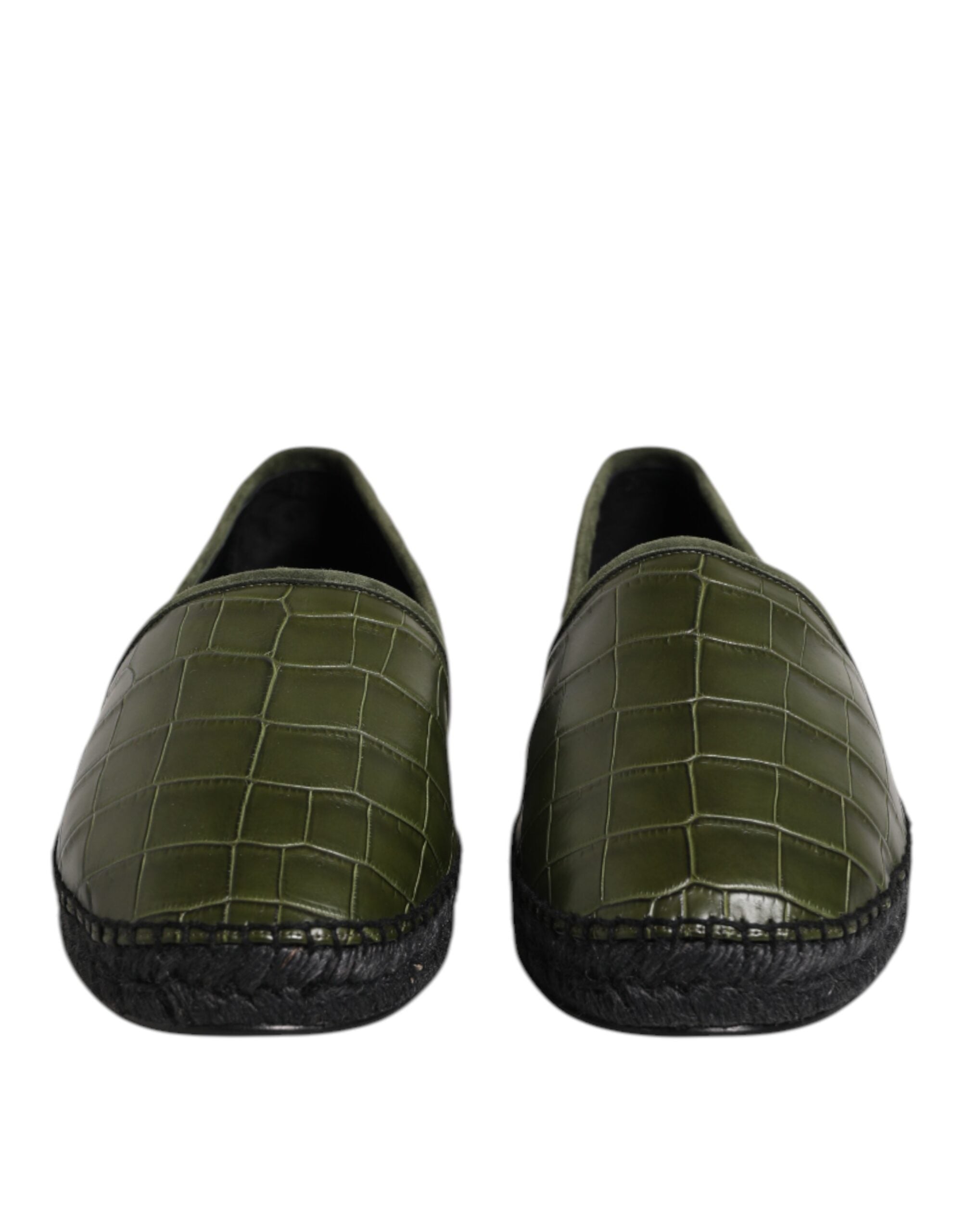 Dolce & Gabbana Green Exotic Leather Espadrilles Slip On Men's Shoes