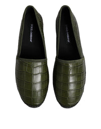 Dolce & Gabbana Green Exotic Leather Espadrilles Slip On Men's Shoes