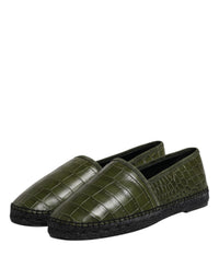 Dolce & Gabbana Green Exotic Leather Espadrilles Slip On Men's Shoes