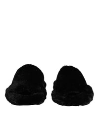 Dolce & Gabbana Dolce & Gabbana Black Polyester Velvet Slides Slipper Men's Shoes