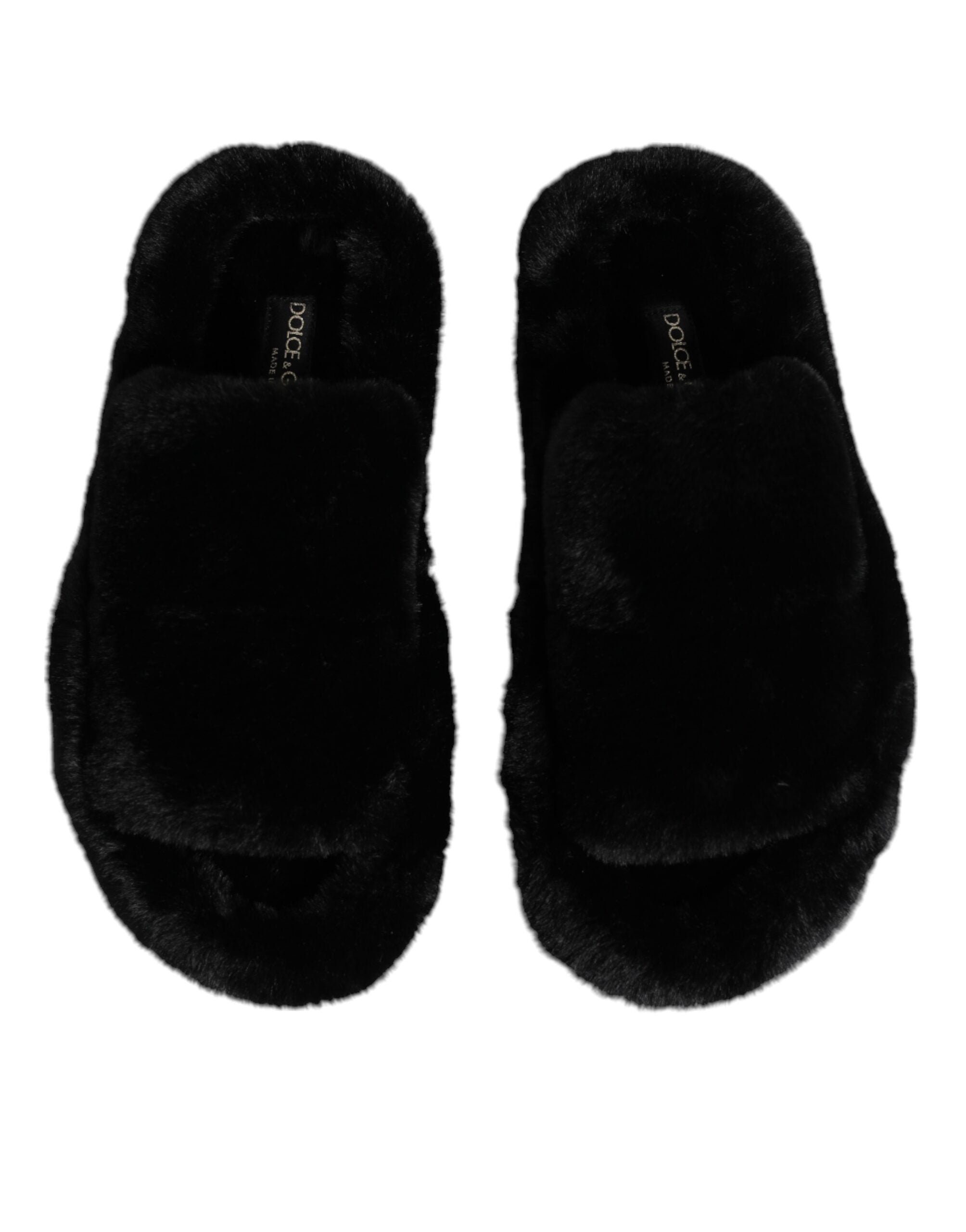 Dolce & Gabbana Dolce & Gabbana Black Polyester Velvet Slides Slipper Men's Shoes