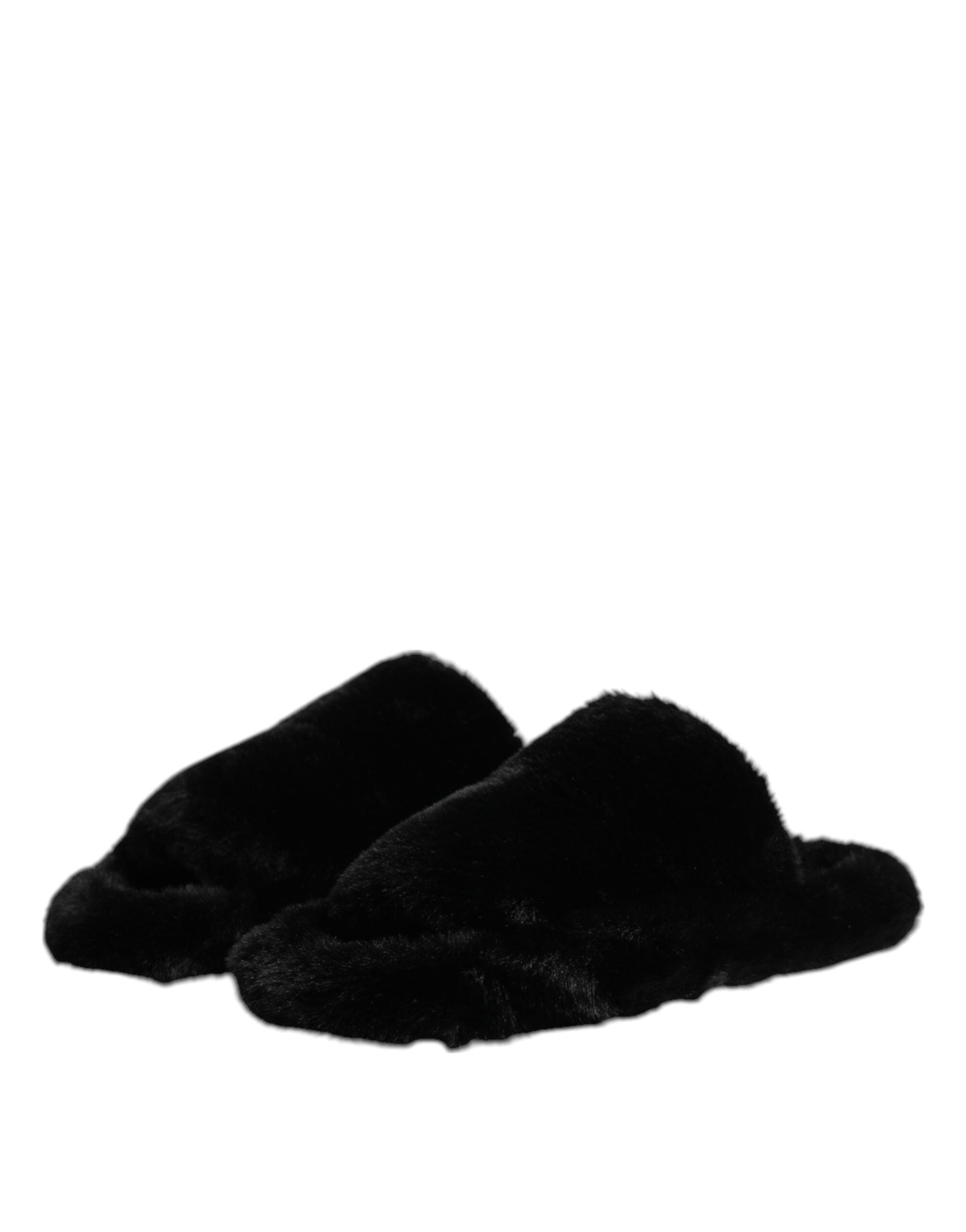 Dolce & Gabbana Dolce & Gabbana Black Polyester Velvet Slides Slipper Men's Shoes