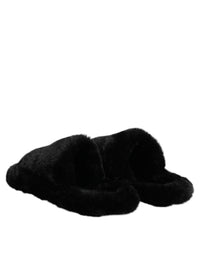 Dolce & Gabbana Dolce & Gabbana Black Polyester Velvet Slides Slipper Men's Shoes