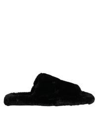 Dolce & Gabbana Dolce & Gabbana Black Polyester Velvet Slides Slipper Men's Shoes