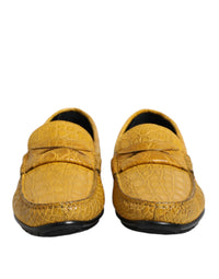 Dolce & Gabbana Yellow Exotic Leather Loafers Slip On Men's Shoes