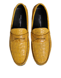 Dolce & Gabbana Yellow Exotic Leather Loafers Slip On Men's Shoes