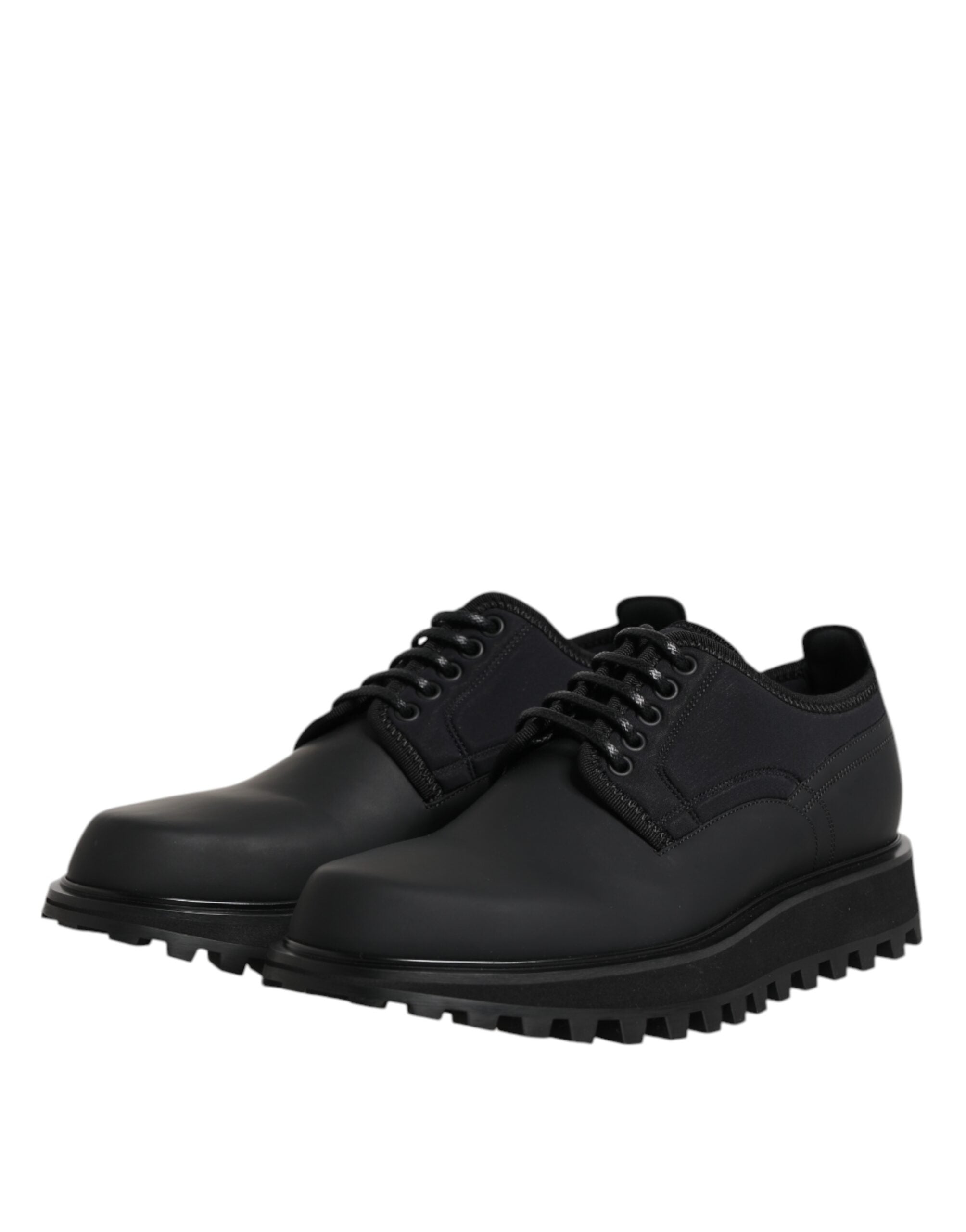 Dolce & Gabbana Dolce & Gabbana Black Leather Lace Up Trekking Dress Men's Shoes
