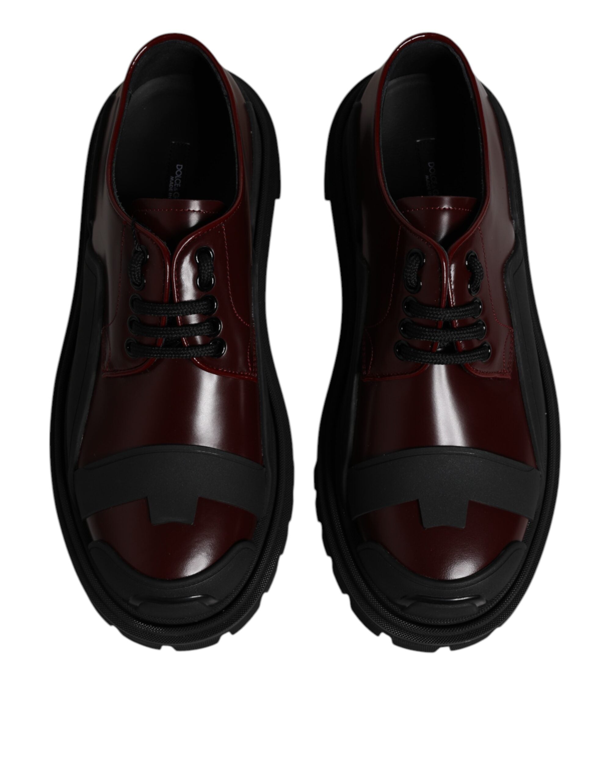 Dolce & Gabbana Dolce & Gabbana Red Leather Lace Up Trekking Dress Men's Shoes