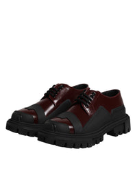 Dolce & Gabbana Dolce & Gabbana Red Leather Lace Up Trekking Dress Men's Shoes