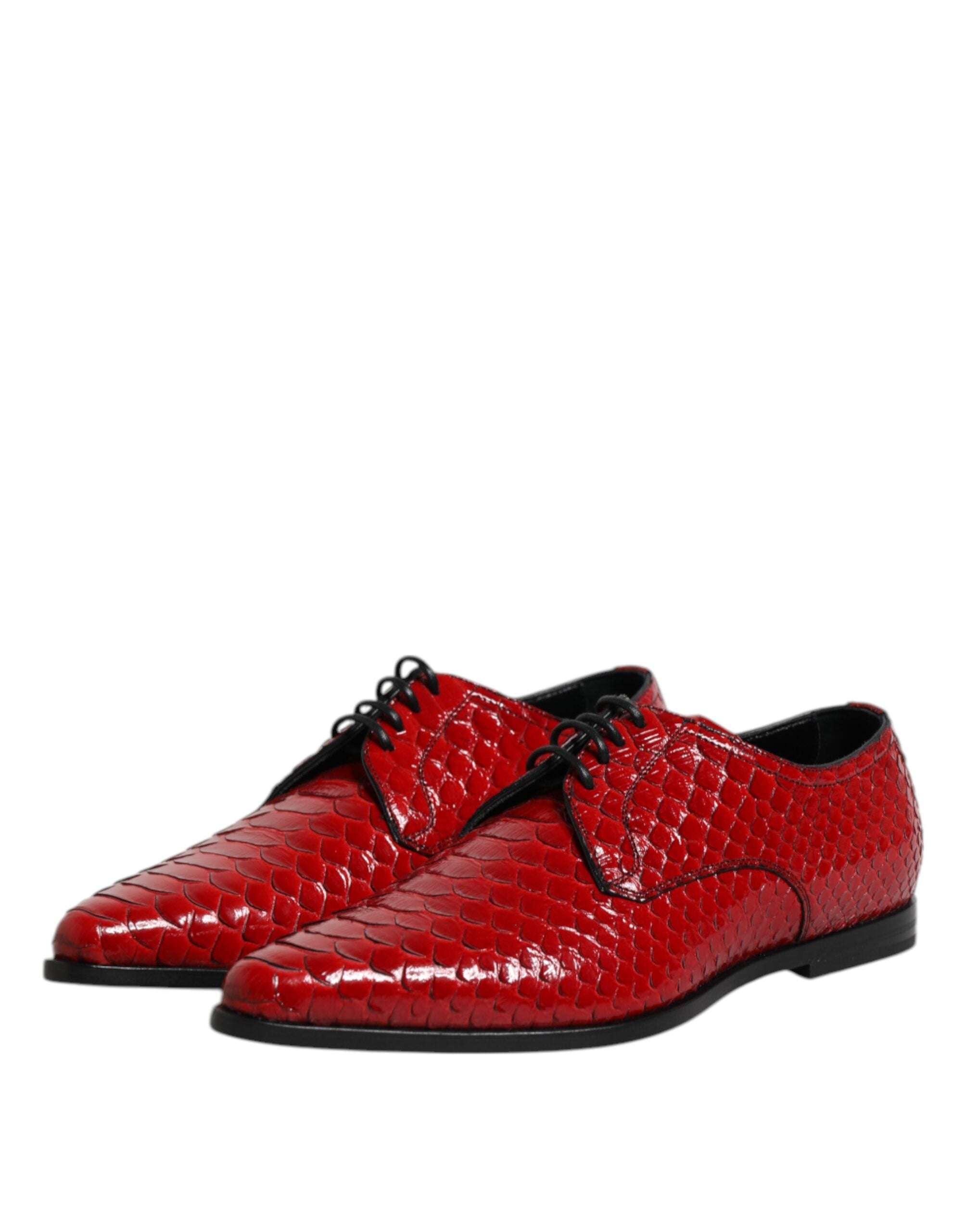 Dolce & Gabbana Dolce & Gabbana Red Exotic Leather Lace Up Dress Derby Men's Shoes
