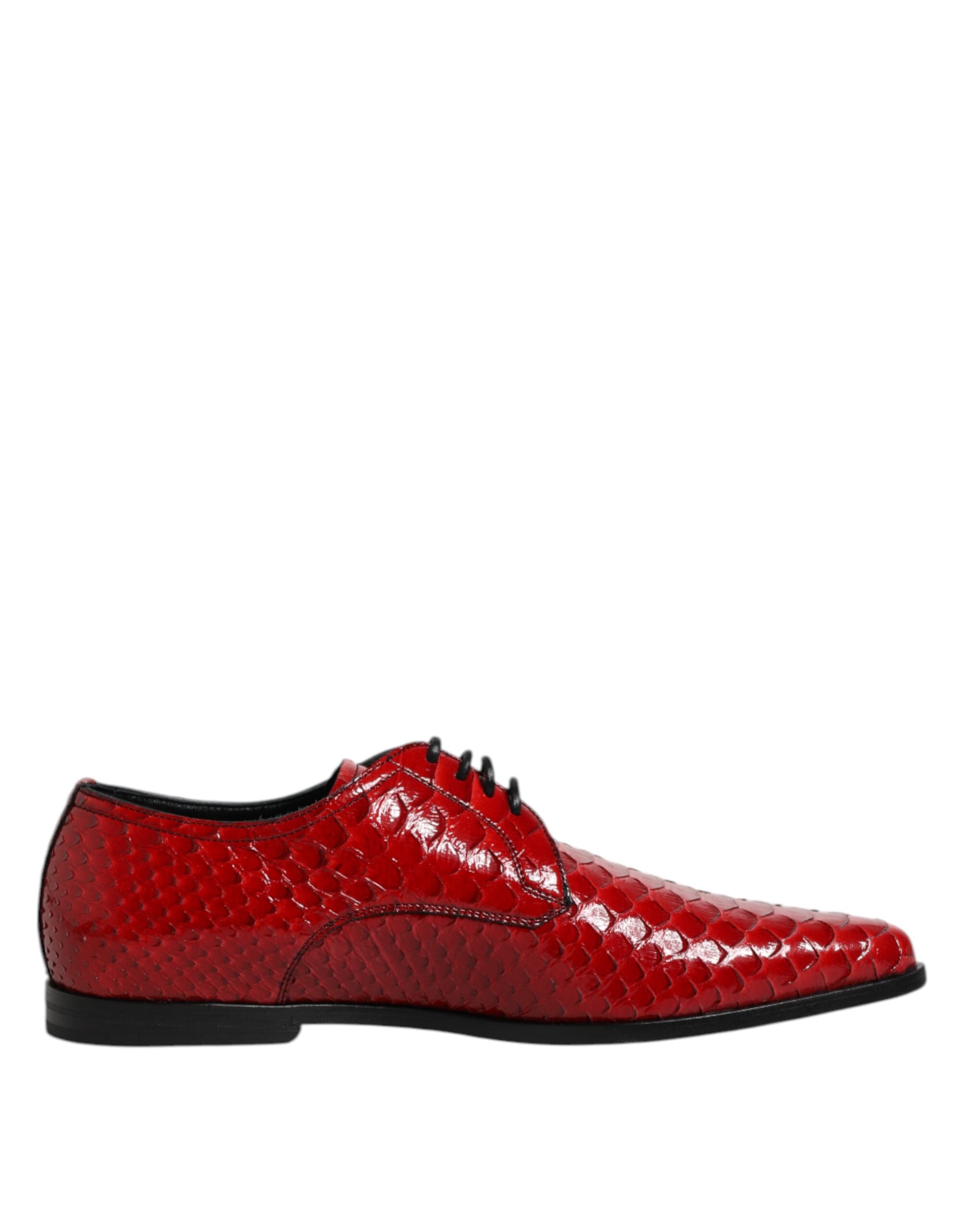 Dolce & Gabbana Dolce & Gabbana Red Exotic Leather Lace Up Dress Derby Men's Shoes