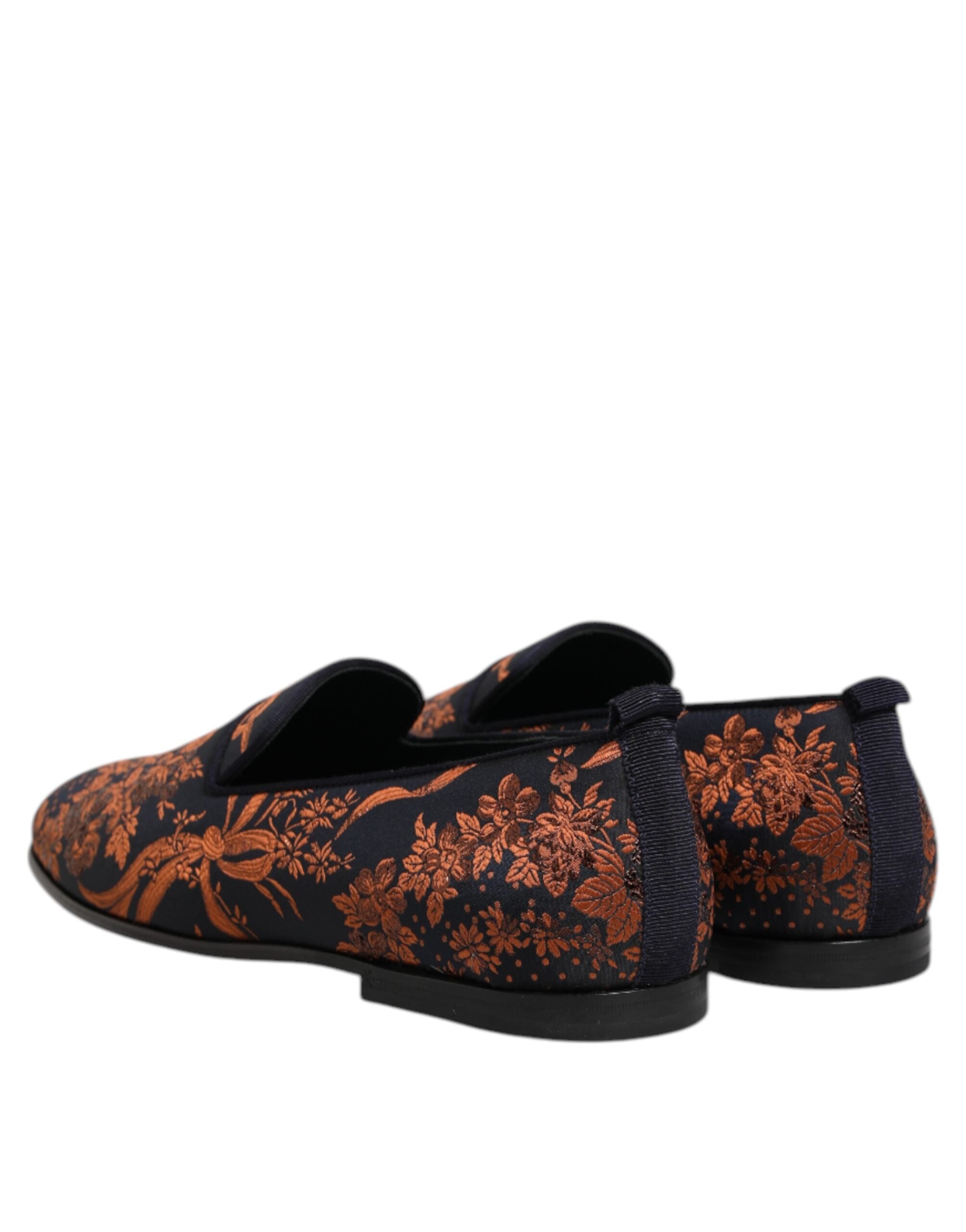 Dolce & Gabbana Black Jacquard Polyester Slip On Loafers Men's Shoes