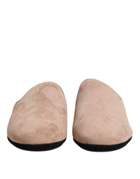 Dolce & Gabbana Dolce & Gabbana Beige Capra Suede Slides Flat Slipper Men's Shoes