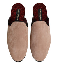 Dolce & Gabbana Dolce & Gabbana Beige Capra Suede Slides Flat Slipper Men's Shoes