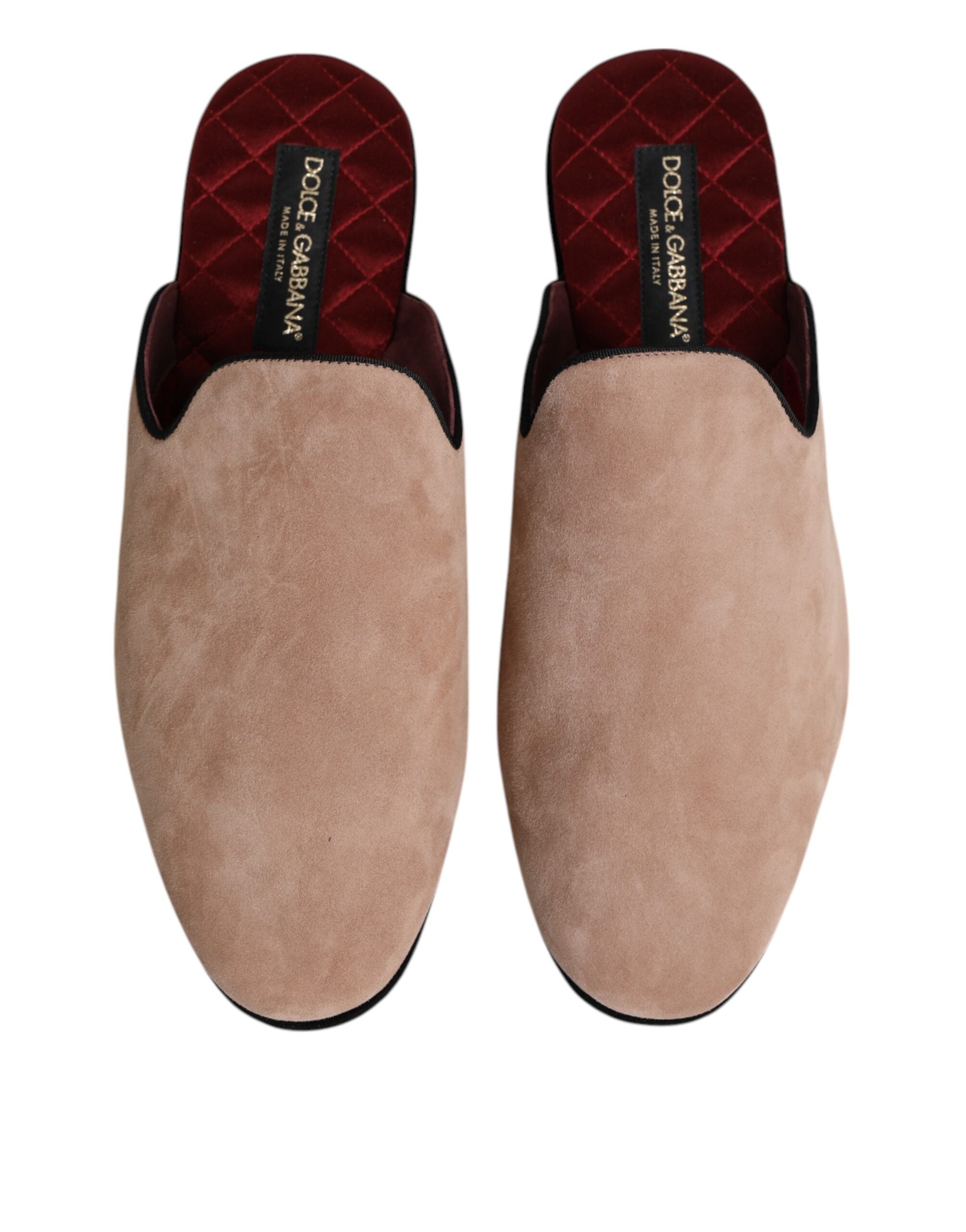 Dolce & Gabbana Dolce & Gabbana Beige Capra Suede Slides Flat Slipper Men's Shoes