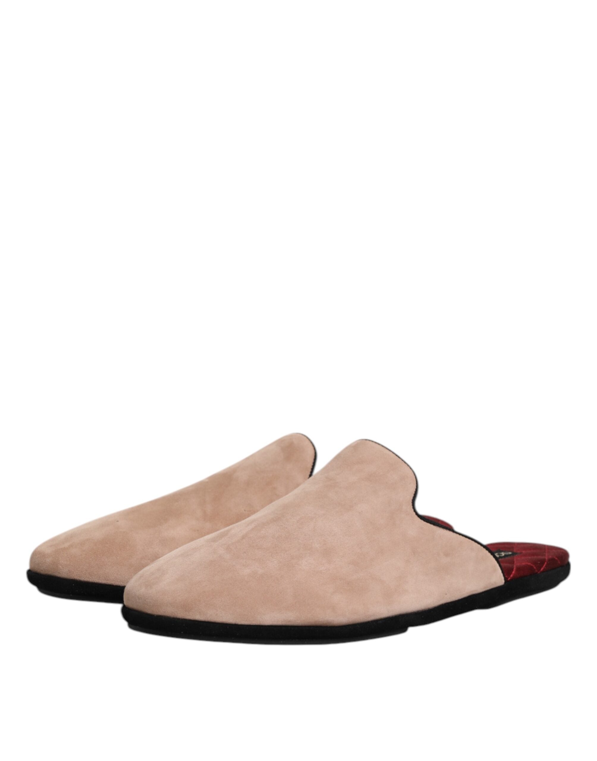 Dolce & Gabbana Dolce & Gabbana Beige Capra Suede Slides Flat Slipper Men's Shoes