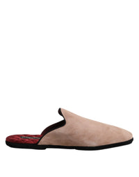 Dolce & Gabbana Dolce & Gabbana Beige Capra Suede Slides Flat Slipper Men's Shoes