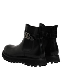 Dolce & Gabbana Black Belted DG Logo Men Chelsea Boots Men's Shoes