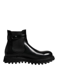 Dolce & Gabbana Black Belted DG Logo Men Chelsea Boots Men's Shoes