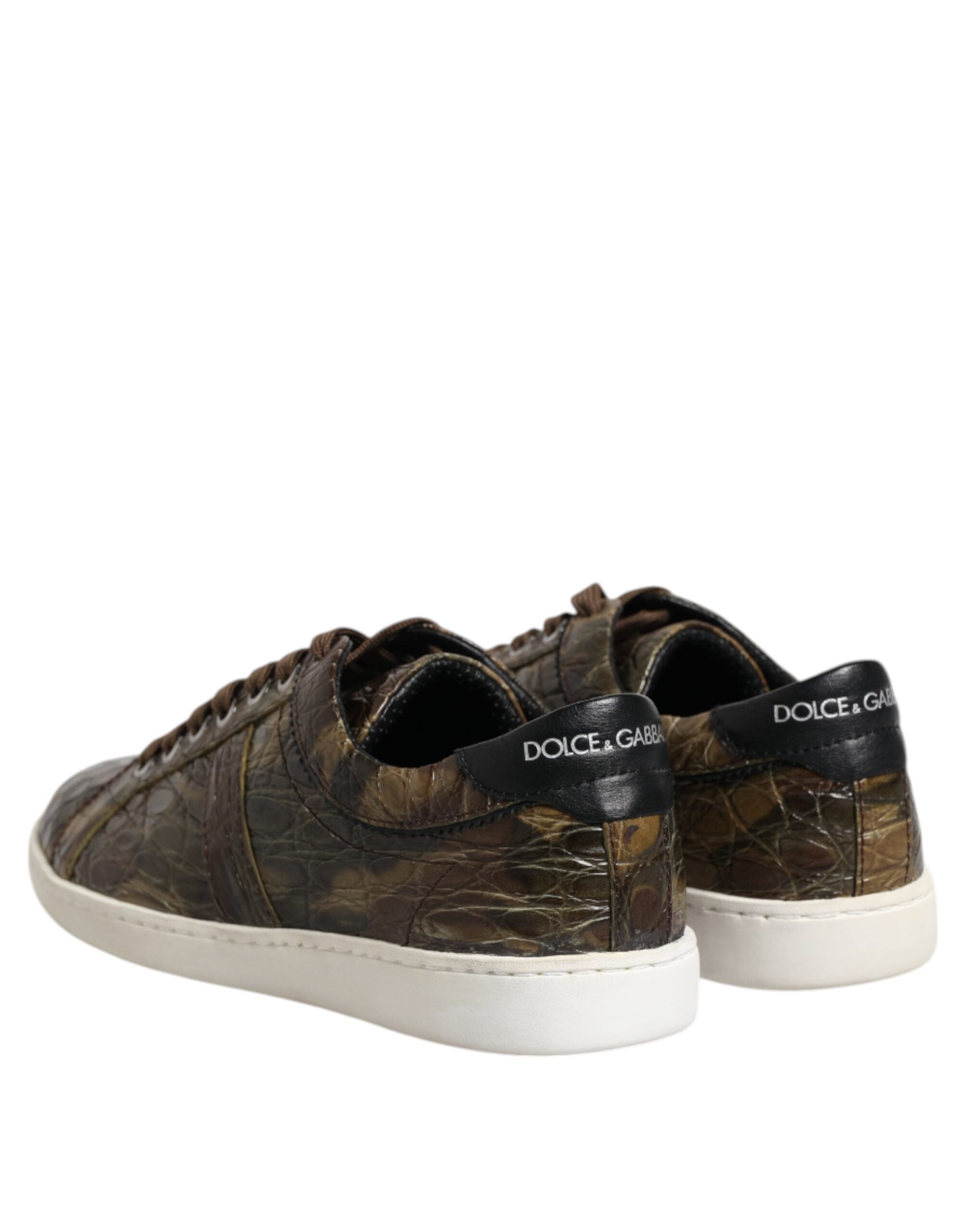 Dolce & Gabbana Brown Exotic Leather Low Top Sneakers Men's Shoes