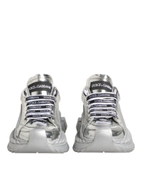 Dolce & Gabbana Silver Leather Super Queen Sneakers Women's Shoes