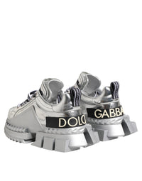 Dolce & Gabbana Silver Leather Super Queen Sneakers Women's Shoes