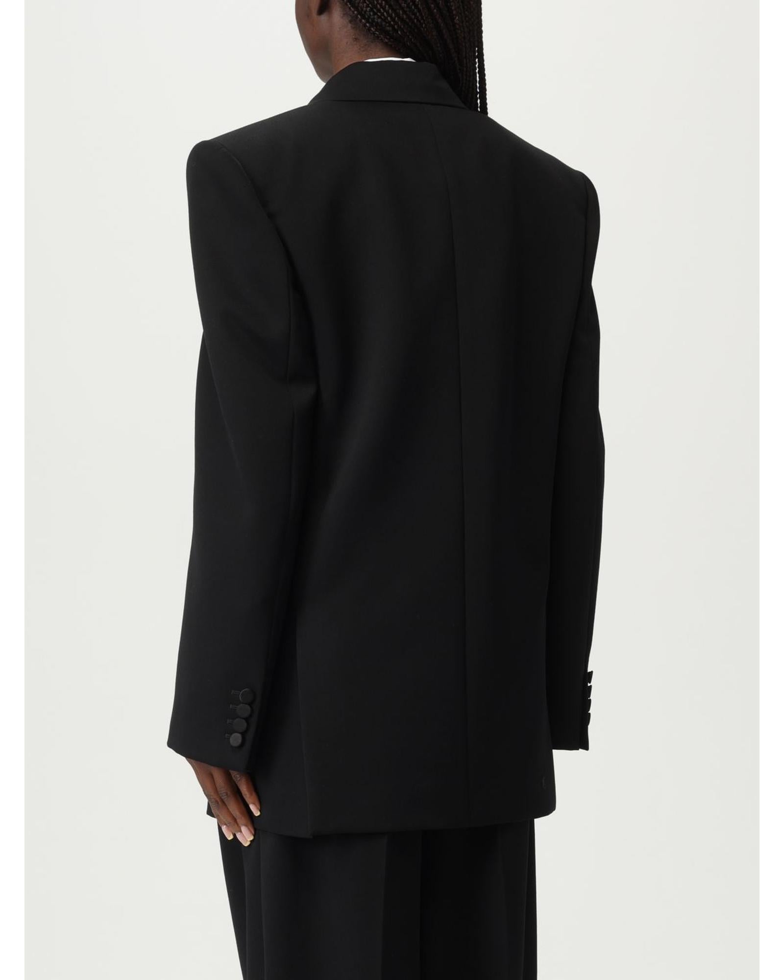 ジャケット Saint Laurent Black Double-breasted Jacket in Cotton Woman Saint Laurent Black Double-breasted Jacket In Cotton Woman