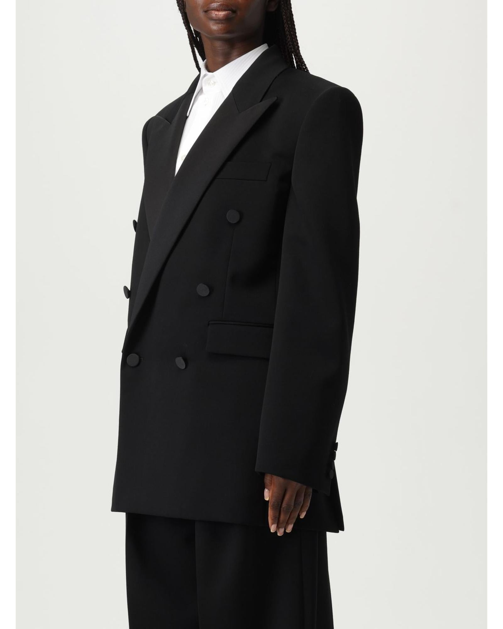 ジャケット Saint Laurent Black Double-breasted Jacket in Cotton Woman Saint Laurent Black Double-breasted Jacket In Cotton Woman