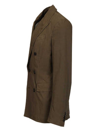 Dries Van Noten Men Double-Breasted Cotton Blazer