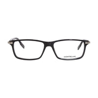 Montblanc Eyeglasses Rectangle Full Rim, Black/Silver Frame and Clear Demo Lenses Lens MB0217O001