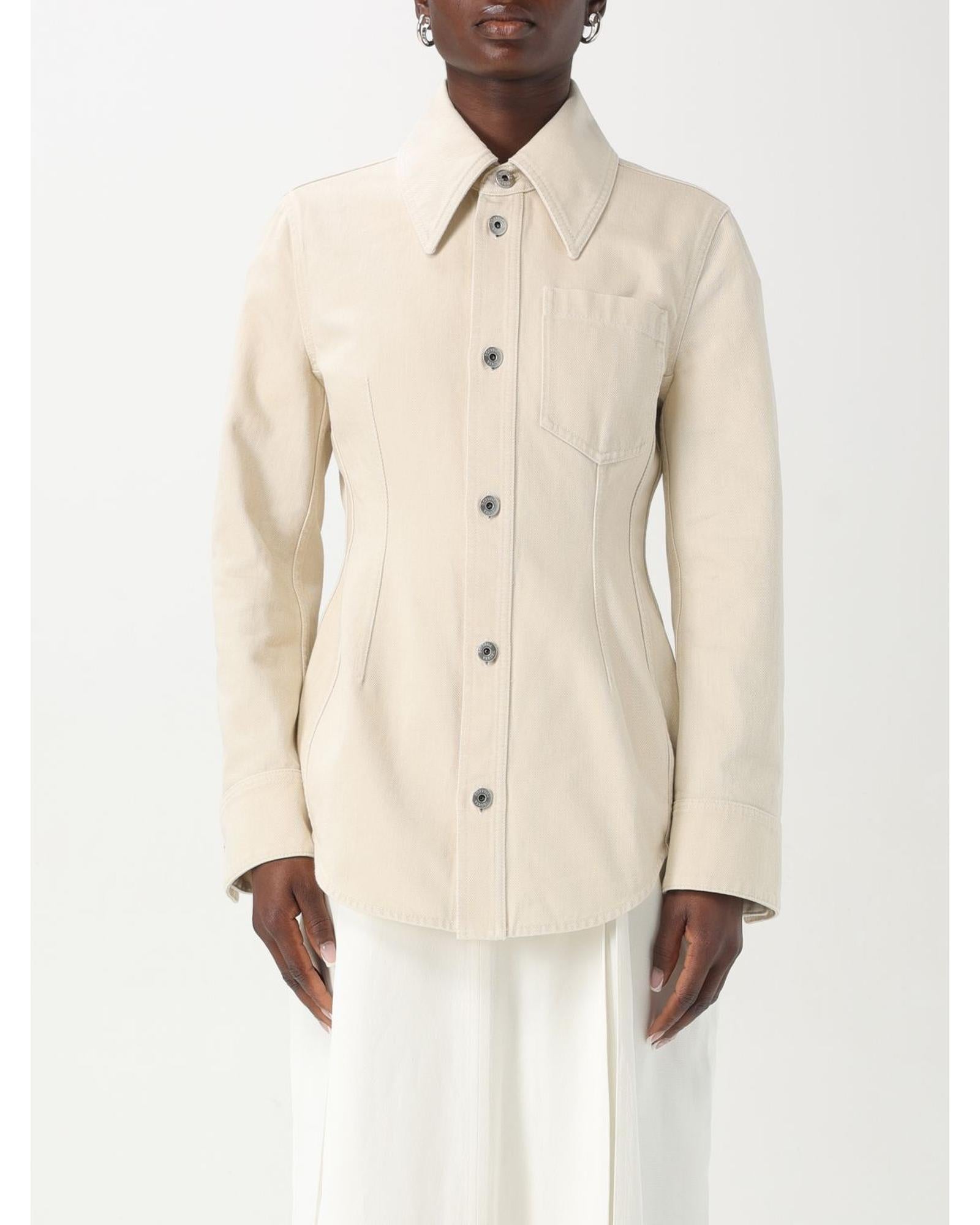 Bottega Veneta Fitted Cotton Shirt Women Denim Shirts & Tops
