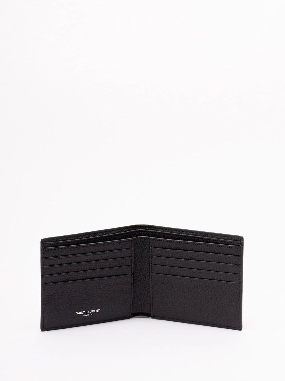 Saint Laurent Men Tiny Cassandre Eastwest Wallet In Grained Leather