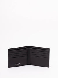 Saint Laurent Men Tiny Cassandre Eastwest Wallet In Grained Leather