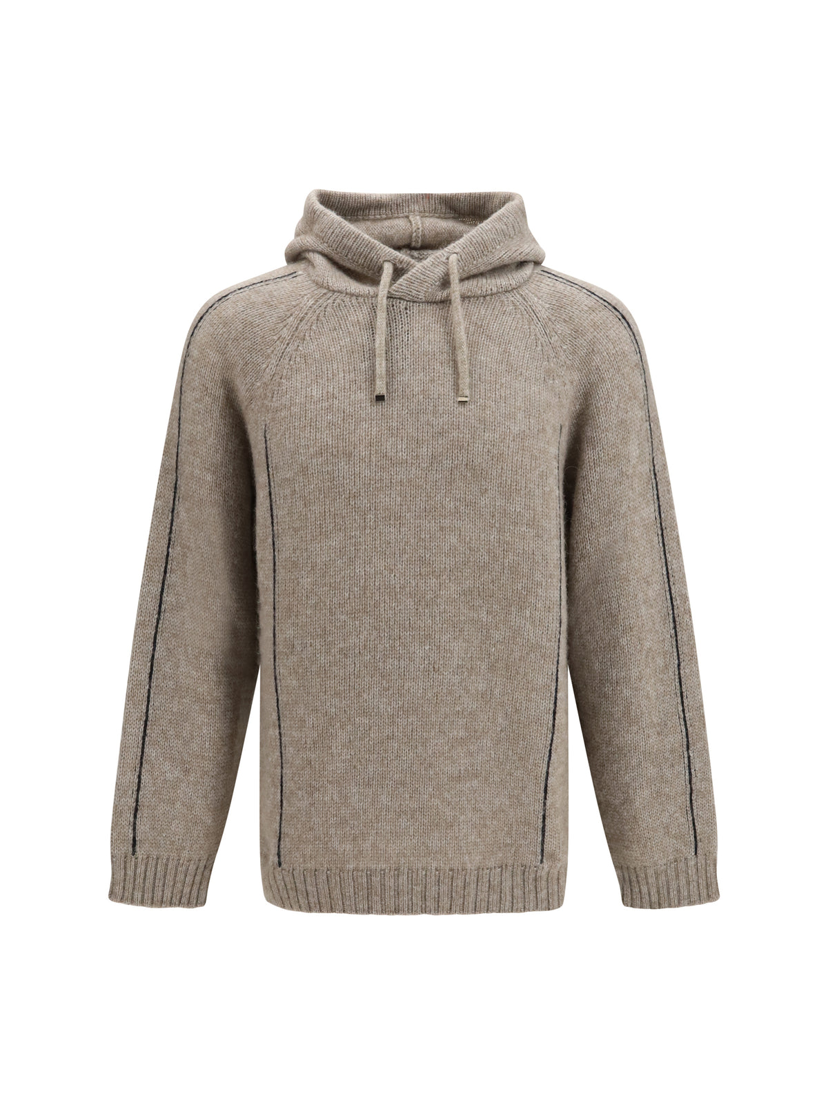 Giorgio Armani Men Alpaca-Knit Hooded Sweatshirt With Contrasting Trims