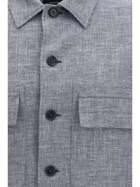 Zegna Men Crossover Shirt Jacket In Linen Wool And Silk