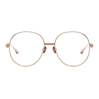 Valentino Eyeglasses Round Full Rim, Light Gold Frame and Clear Demo Lens Lens VLX-136A